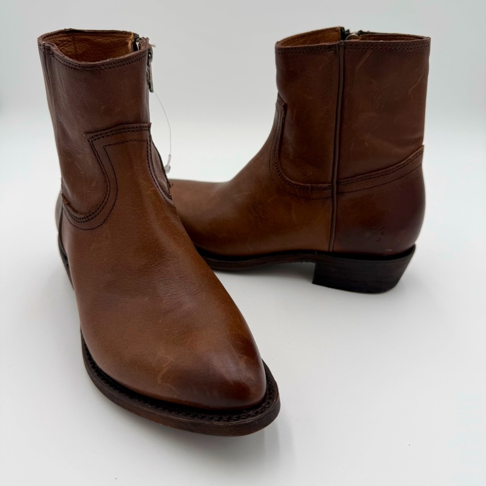 Frye Leather Billy Ston Ankle Boots Booties Western BOHO Rodeo Brown Size 6 NWOT